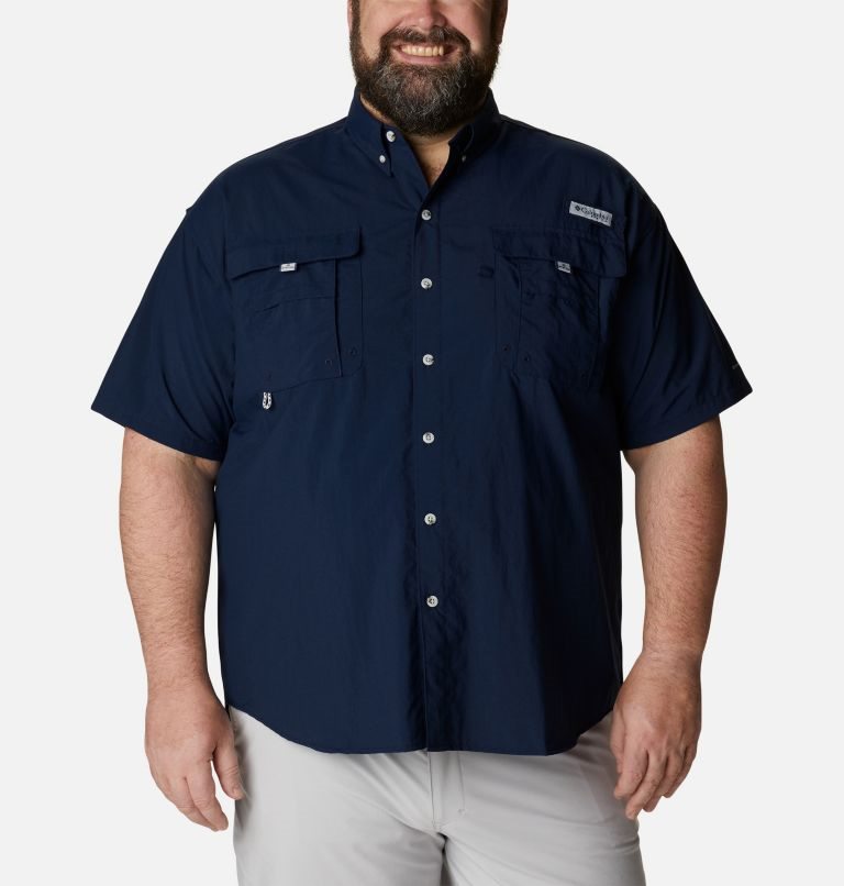Men\'s Columbia PFG Bahama II Short Sleeve Shirts Navy | Plus Size CA-O18A5